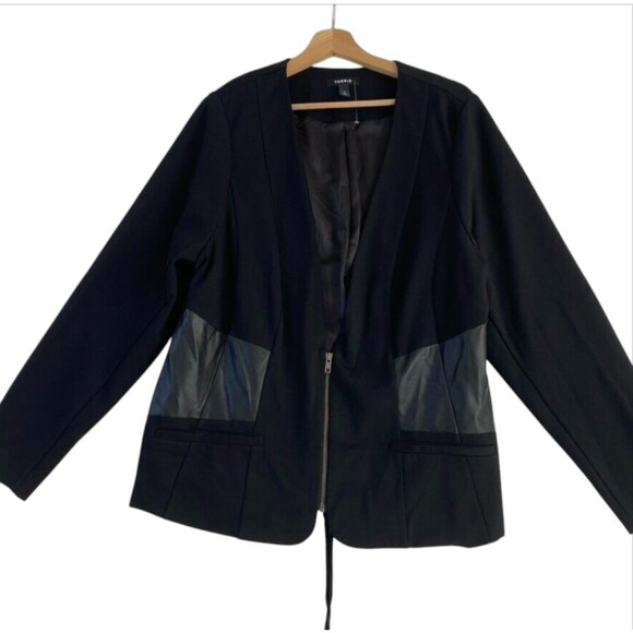 Torrid Blazer Jacket Women Sz 3X Black Tie Waist Business Casual - Picture 1 of 14